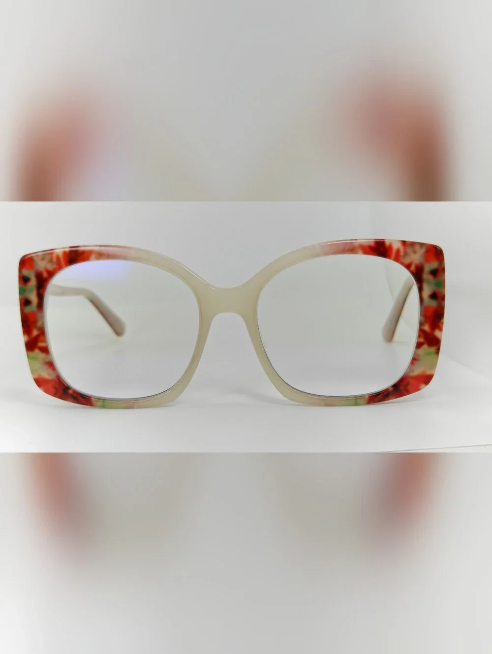 Amaryllis. Red Floral Women's Frame. Large Acetate.